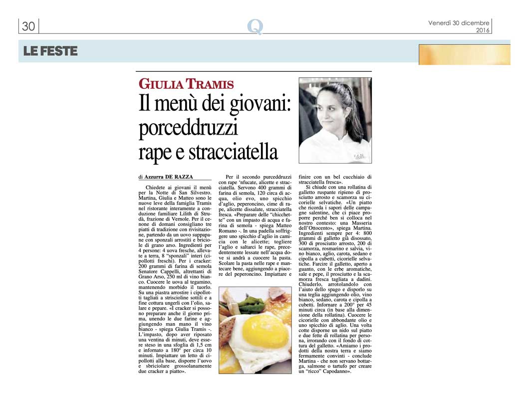 rassegna stampa lilith ristorante